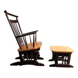 Mid century gliding lounge chair with footrest, 1960s