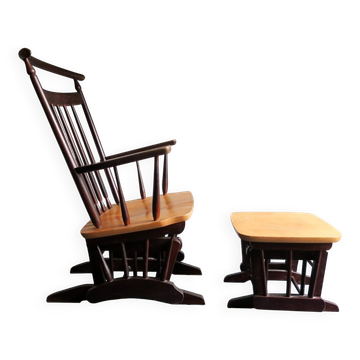 Fauteuil lounge à bascule avec repose-pieds, style années 1960