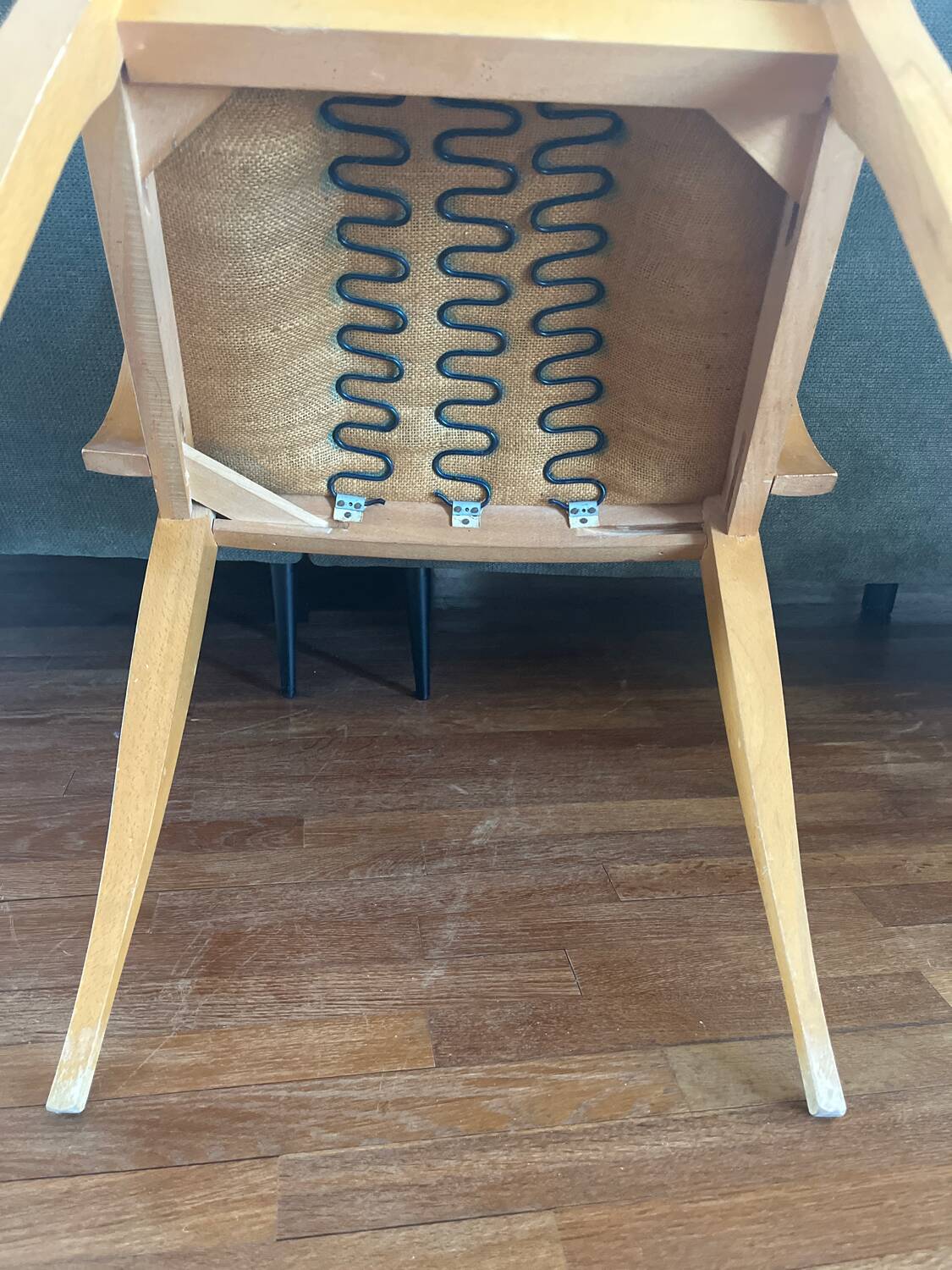 70s armchair chair in Vichy fabric