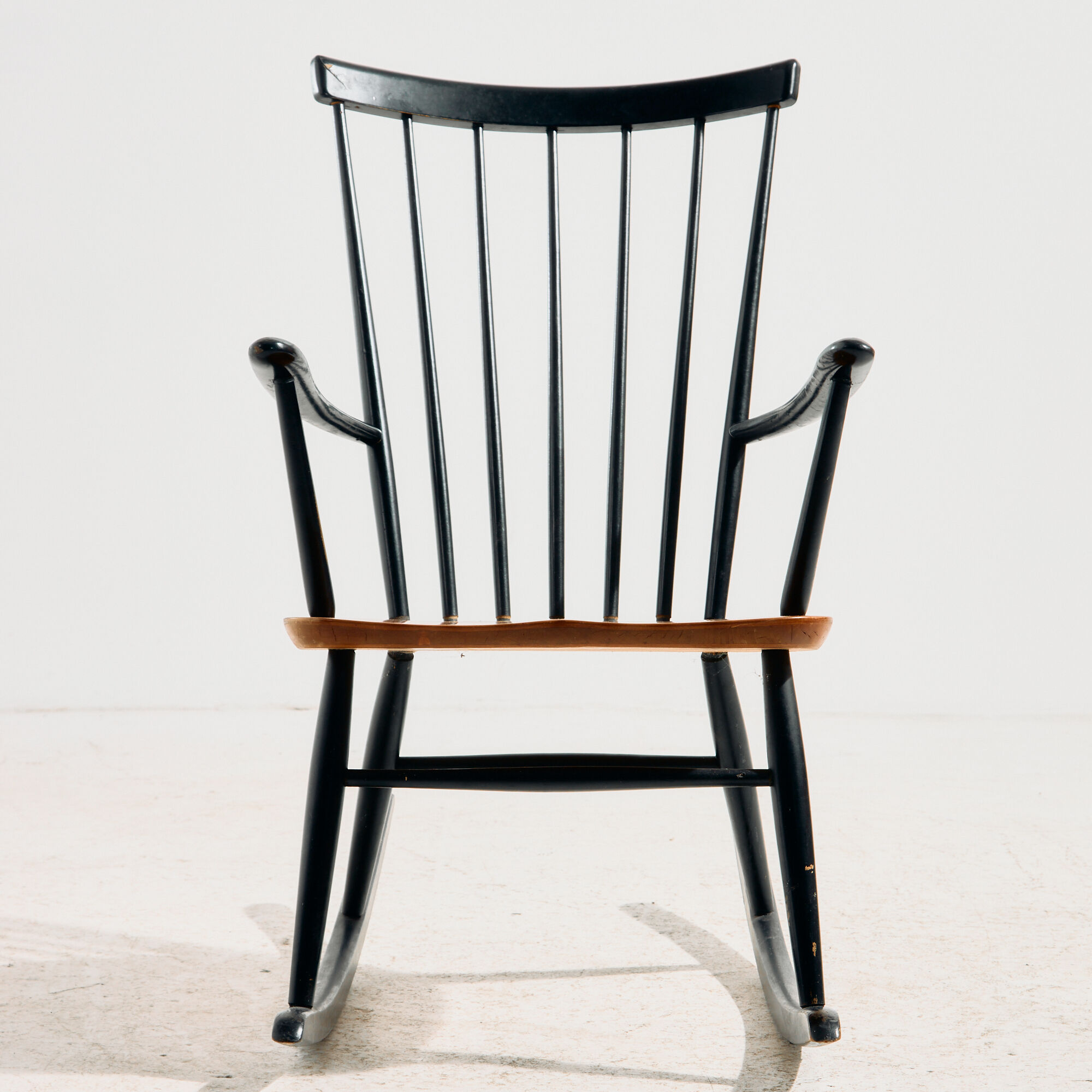 Rocking chair in beech by Roland Rainer for Hagafors