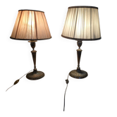 Pair of Art Deco style lamps in silvered metal.