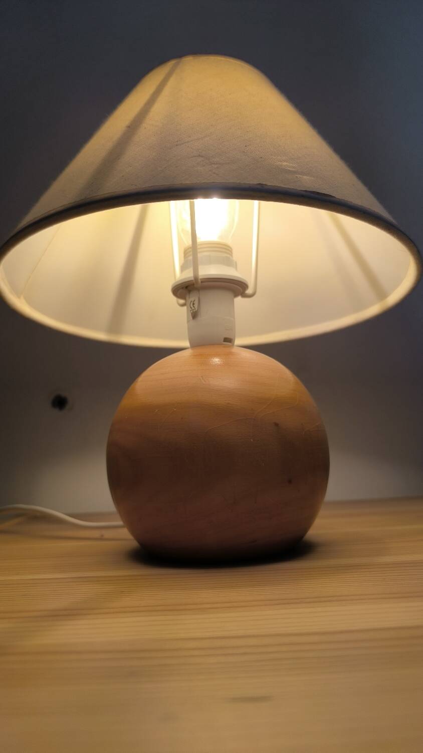 Solid walnut ball table lamp 1970