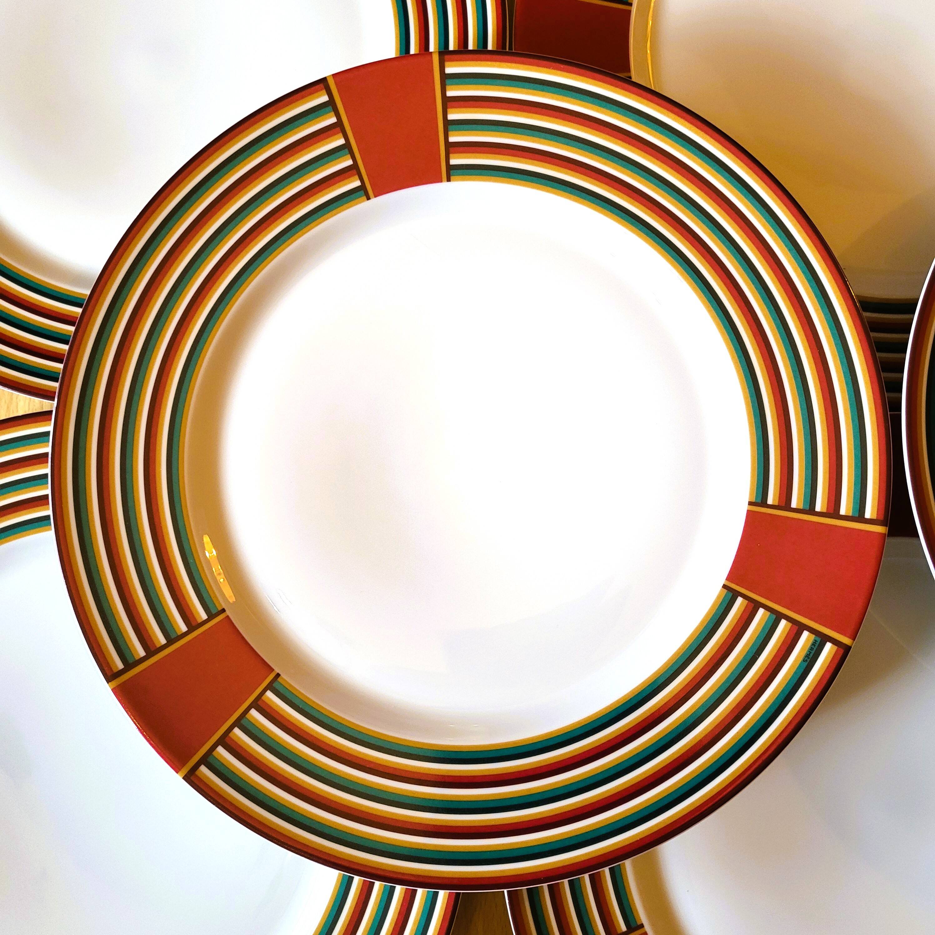 Hermes paris collection attelage porcelaine 8 assiettes plates