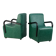 Pair of armrest heaters. Steel and green imitation leather. France, circa 1980
