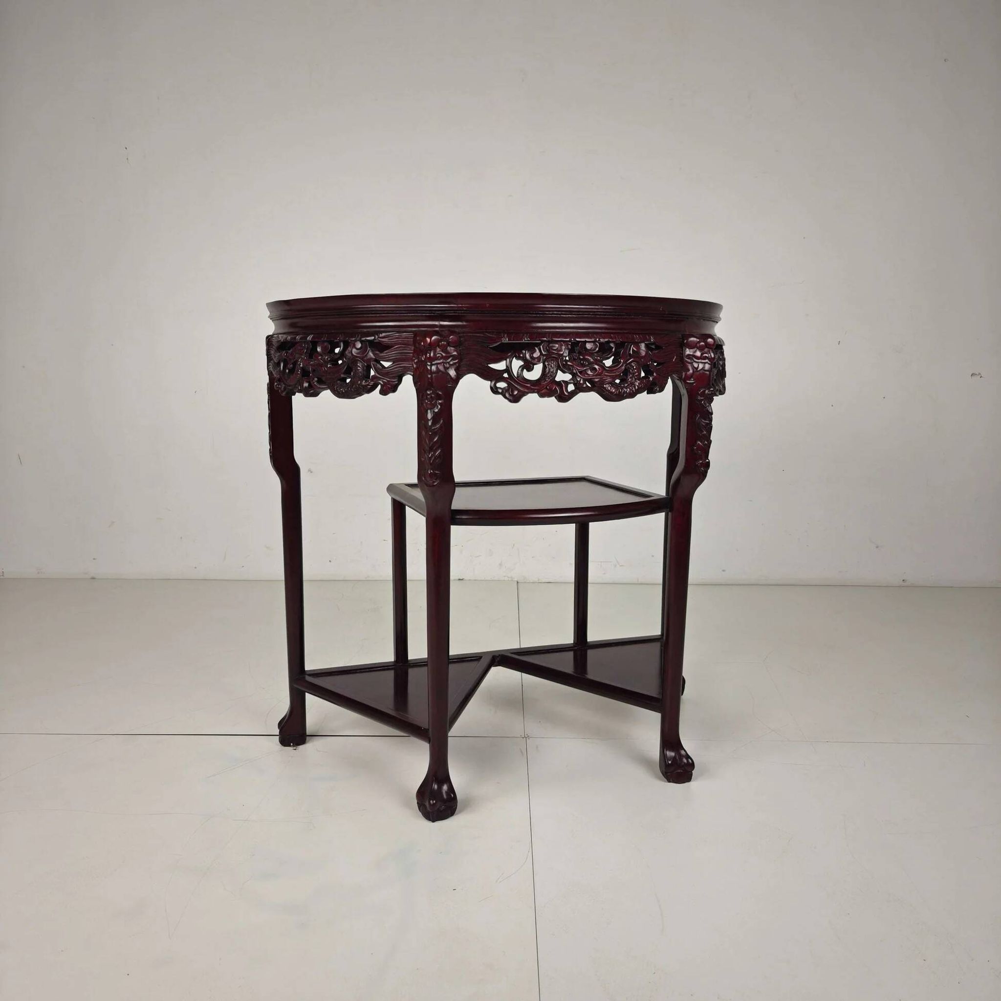 Vintage Chinese hardwood console / side table with marble top