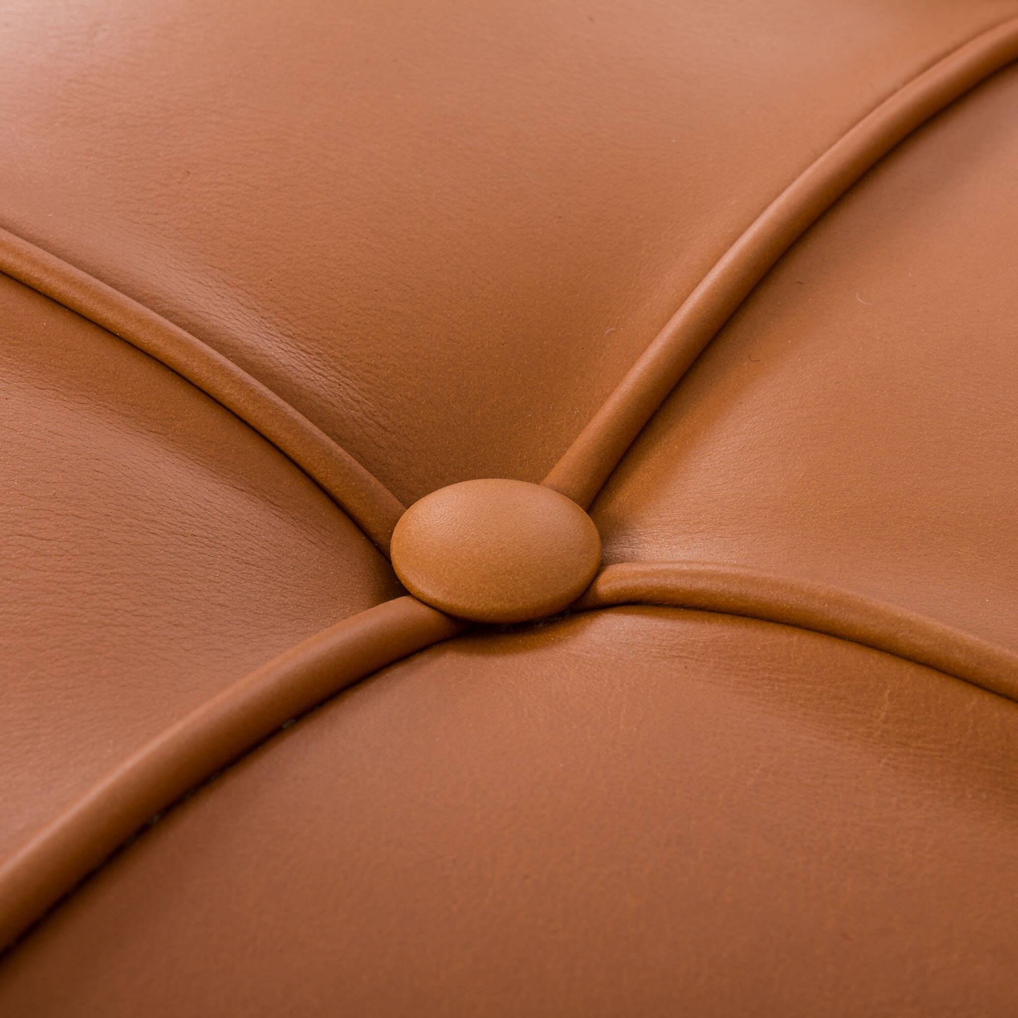 Rare Grete Jalk teak lounge chairs in aniline cognac leather for Cado