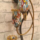 2 murano millefiori glass wall lights 40x25 1970 to 80s