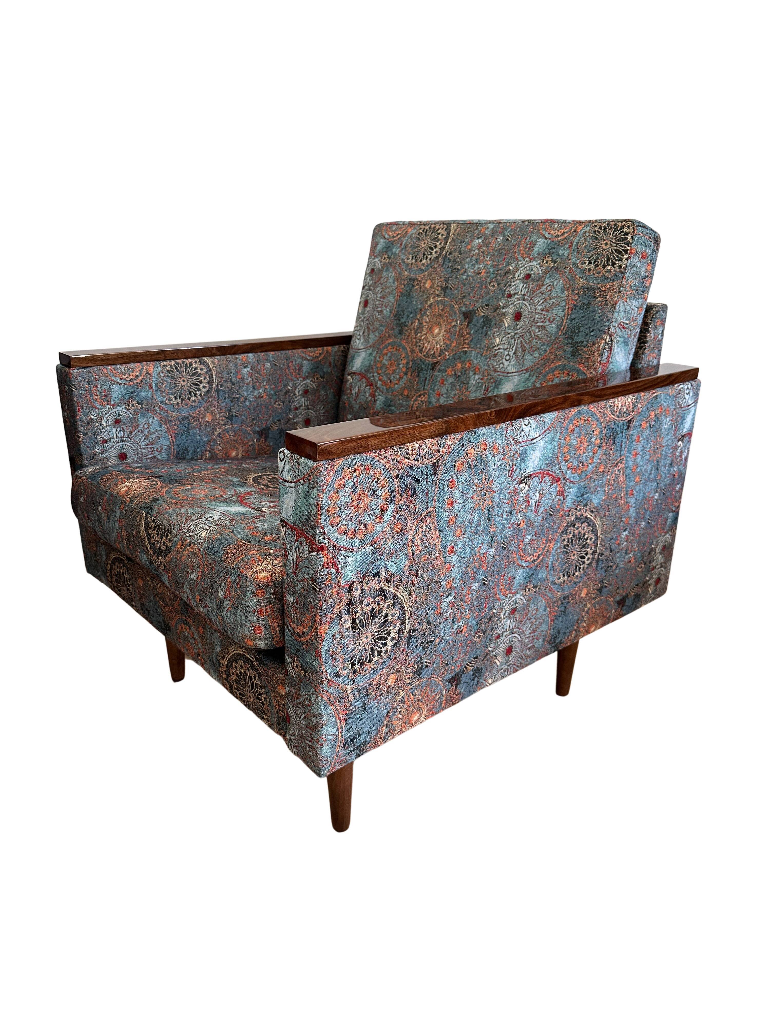 Fauteuils géométriques du milieu du siècle avec motif ethnique, Europe, années 1970