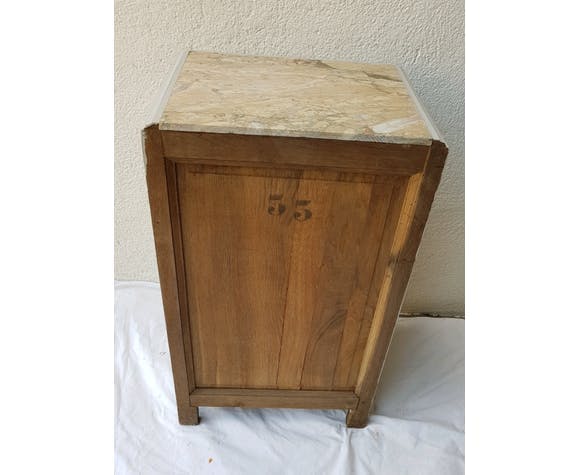50's wooden and light marble bedside