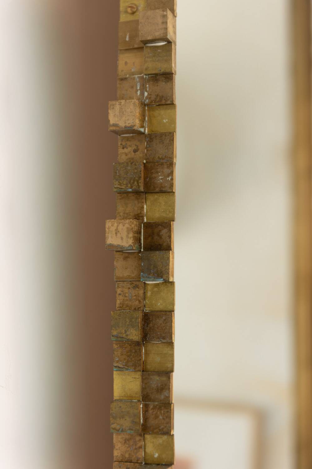 Pair of large mirrors in gilded and patinated brass. Contemporary.