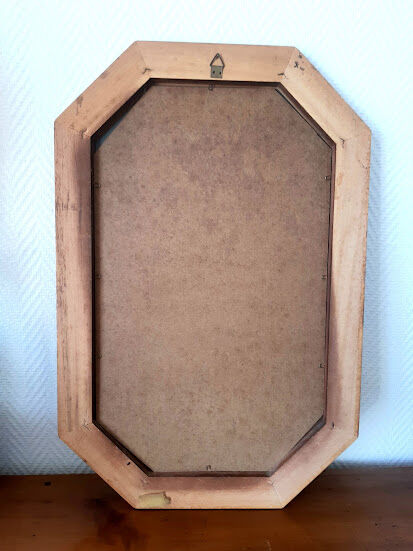 Hexagonal mirror in art deco wood