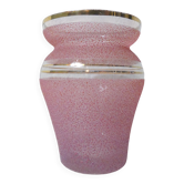Vintage pink and gold frosted glass vase