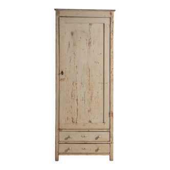 Antique painted pine wardrobe – European farmhouse rustic furniture – circa 1900