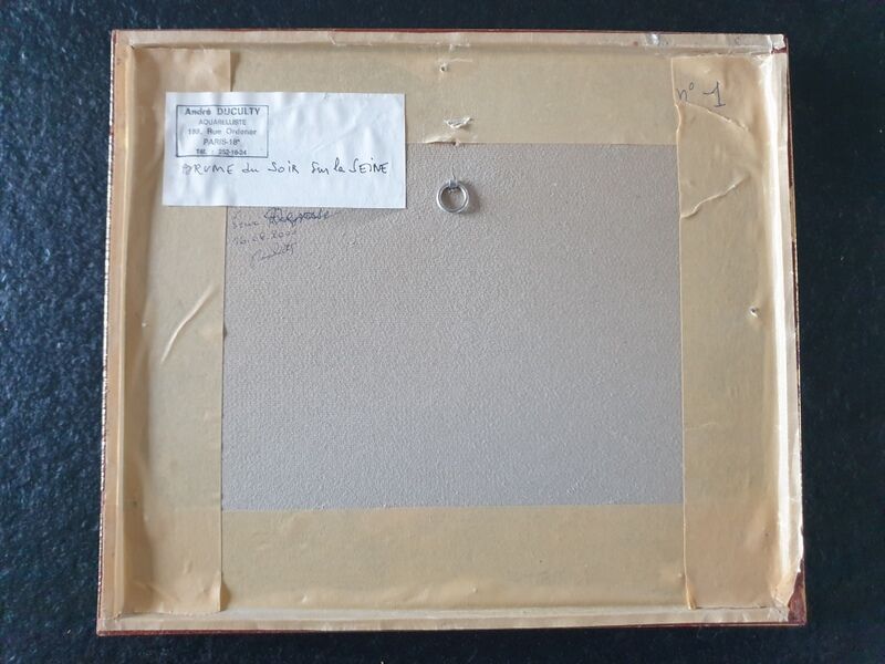 André Duculty (1912-1990) Charcoal and watercolor on paper "Evening mist on the Seine" Signed below