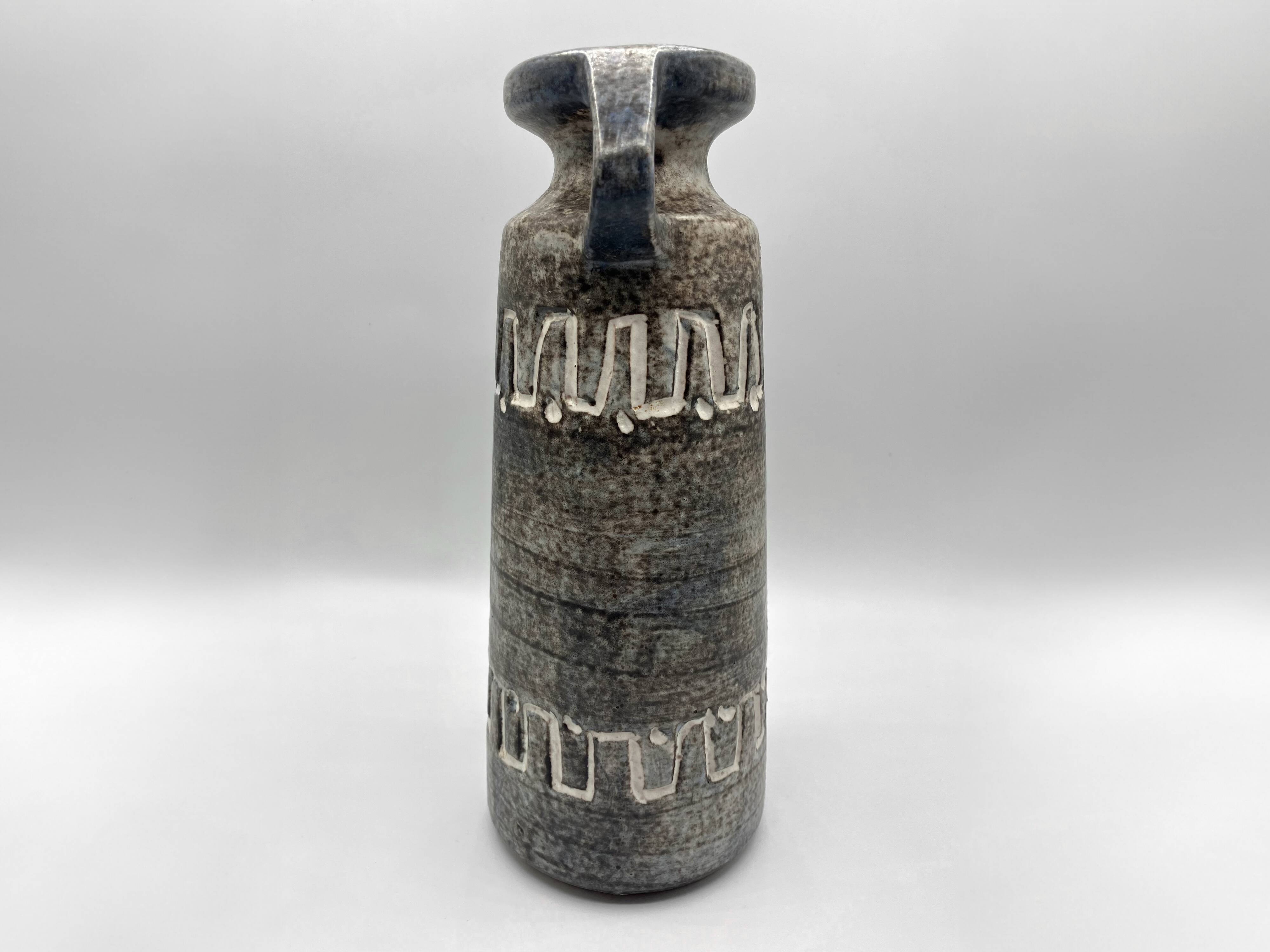 Heissner Keramik vase in grey ceramic, East Germany 1960