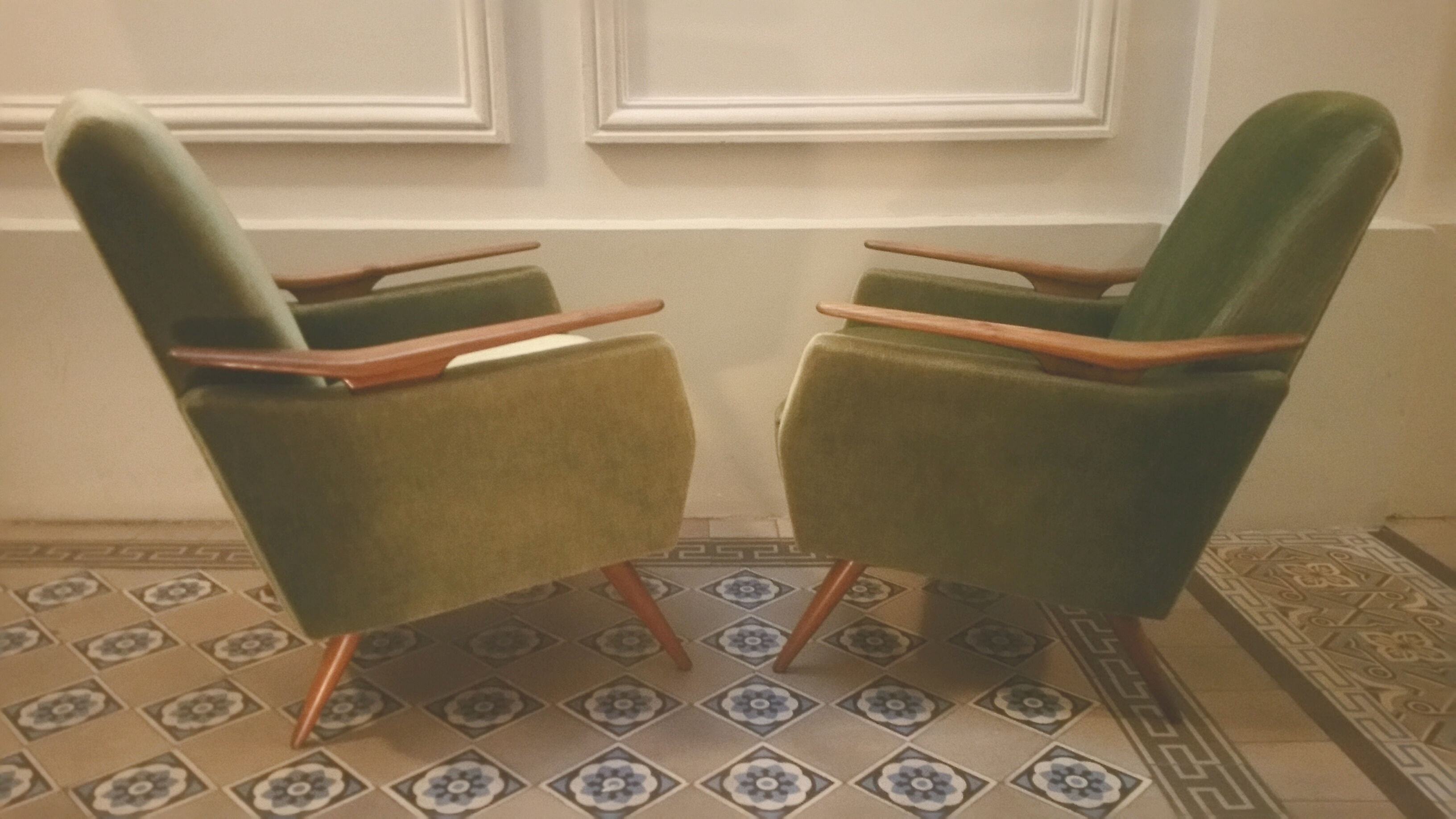 Club Chair fabric with armrests teak 50s 60s