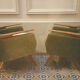 Club Chair fabric with armrests teak 50s 60s