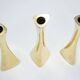 Set of 3 organic shaped brass candlesticks by K.E. Ytterberg, Sweden