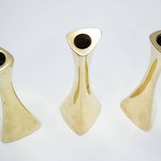Set of 3 organic shaped brass candlesticks by K.E. Ytterberg, Sweden