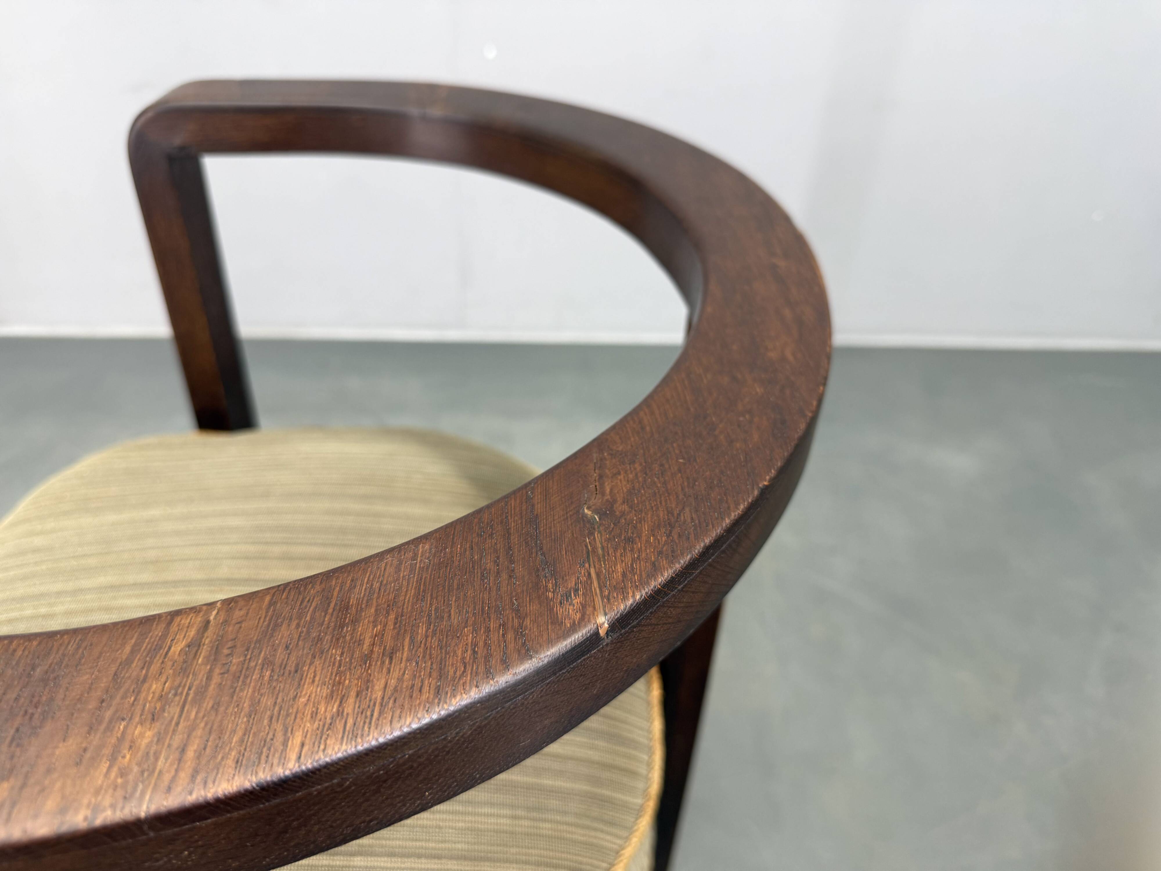 1930s Czech Art Deco Solid Oak Armchair