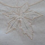 Hand-embroidered linen teacloth or overnappe