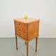 Vintage French Bedside Table with Marble Top and Brass Ornaments, 1920s