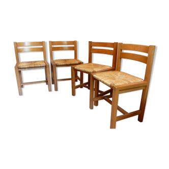 Chaise Regain structure en orme massif et assise paille