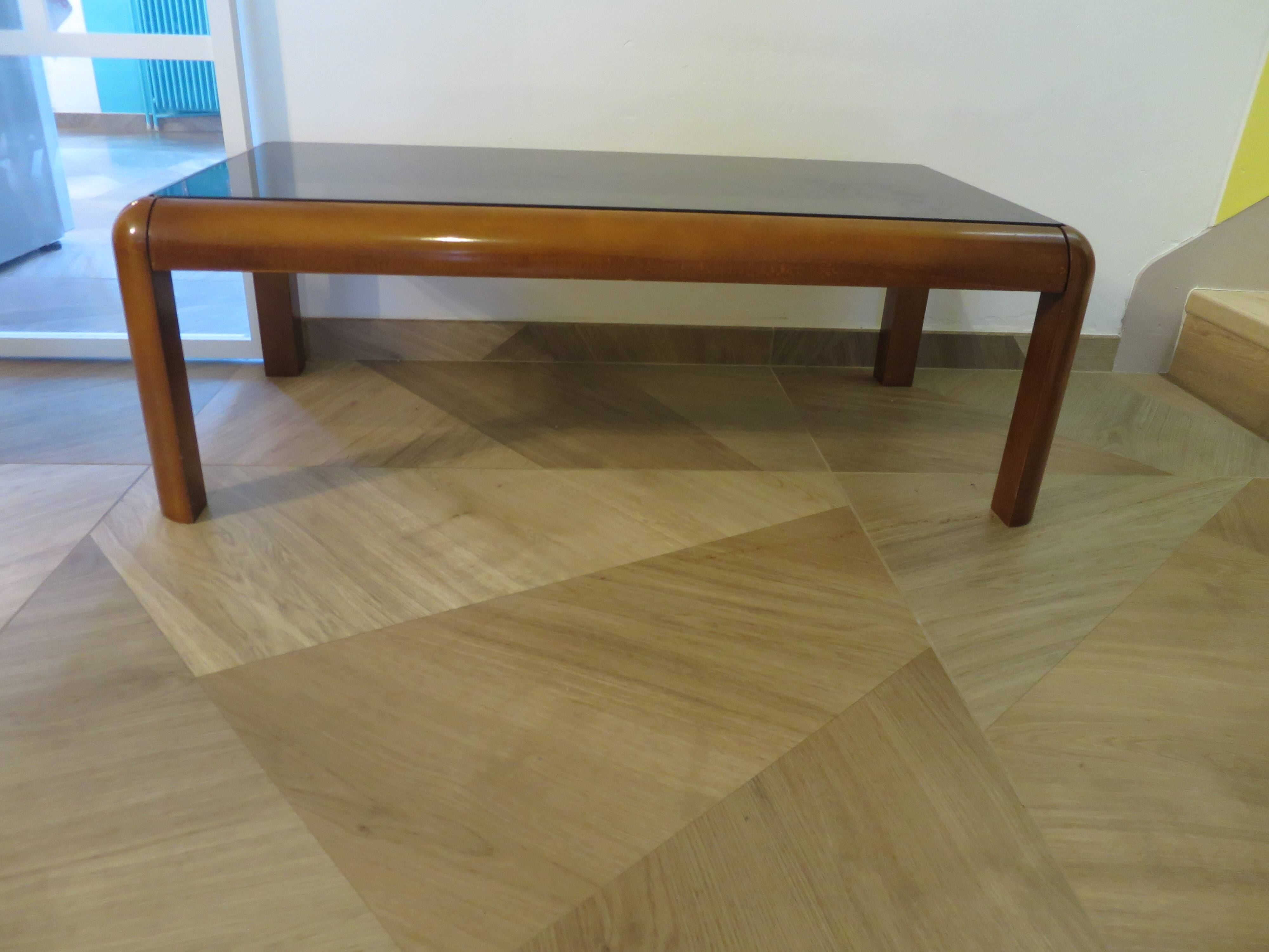 Cherry and glass coffee table