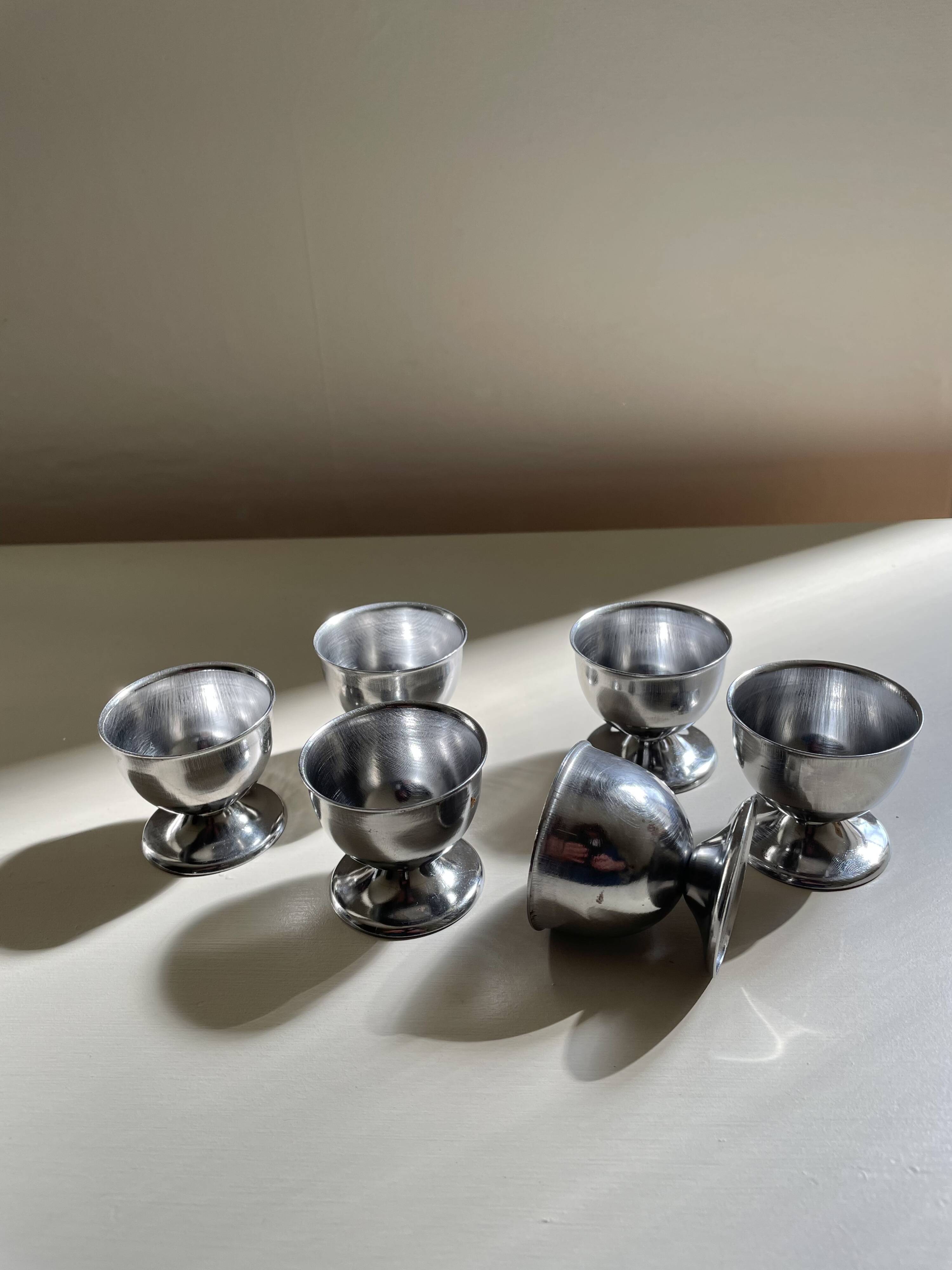 Vintage stainless steel egg cups