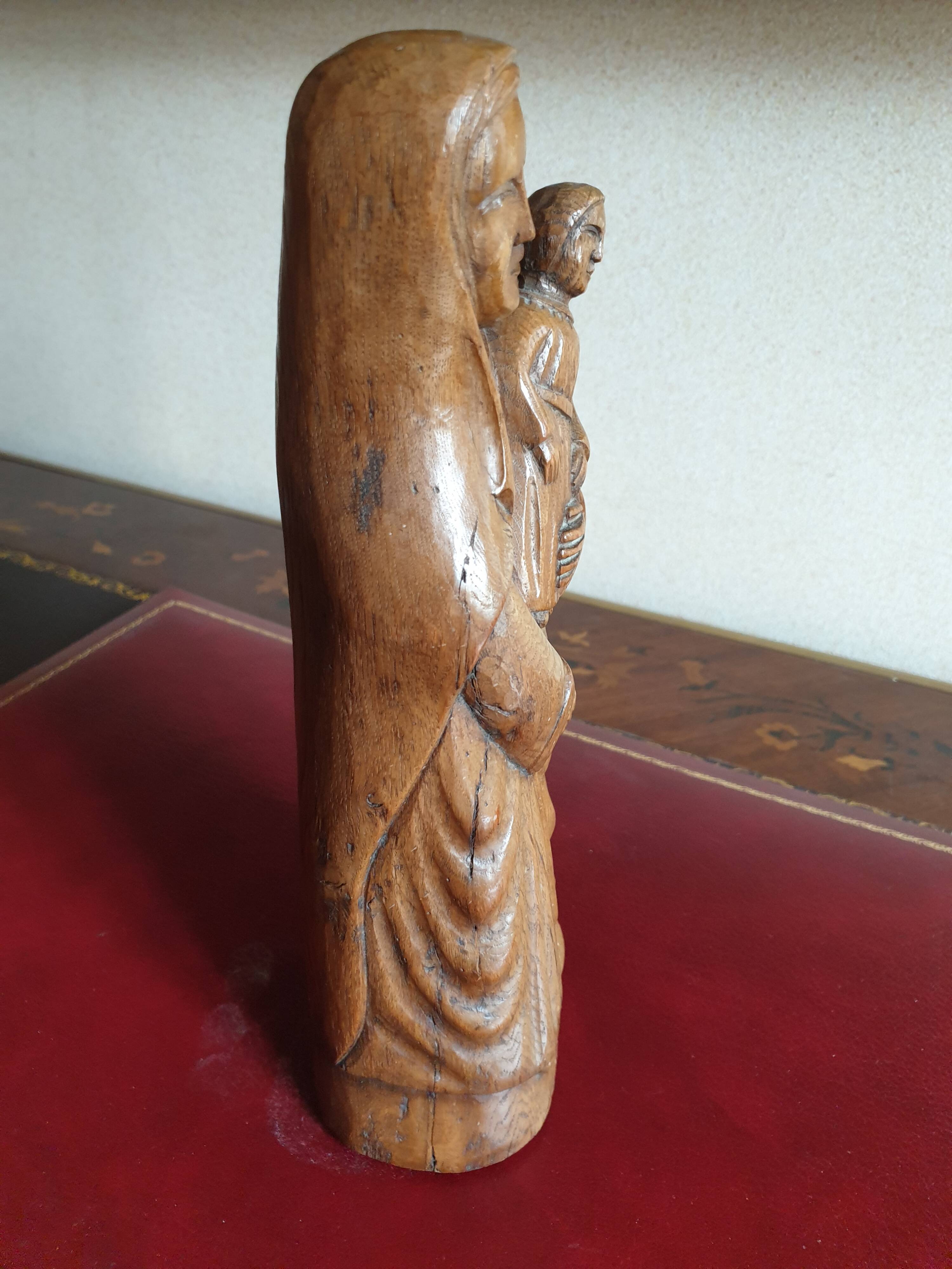 Holy Virgin and Child in wood 31 cm popular art late 19th century early 20th century