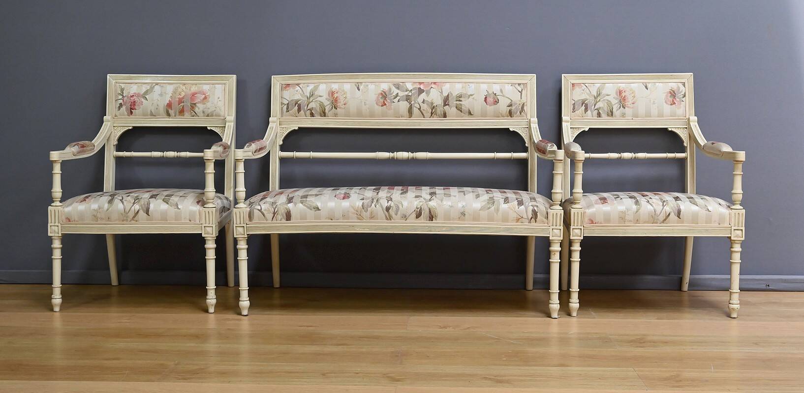 Louis XVI style lounge with benches and armchairs – 2nd part of the 20th century