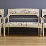 Louis XVI style lounge with benches and armchairs – 2nd part of the 20th century