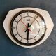 Vintage formica clock octagonal silent wall pendulum "FFR black white ash"