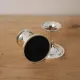 Pair of small silver candle holders with beaded borders – With Boursault box – H 7 cm