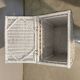 Vintage white rattan laundry basket with lid