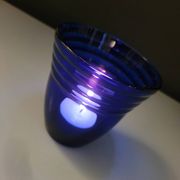 Cobalt blue glass with reliefs – modernist design – France, 1970s