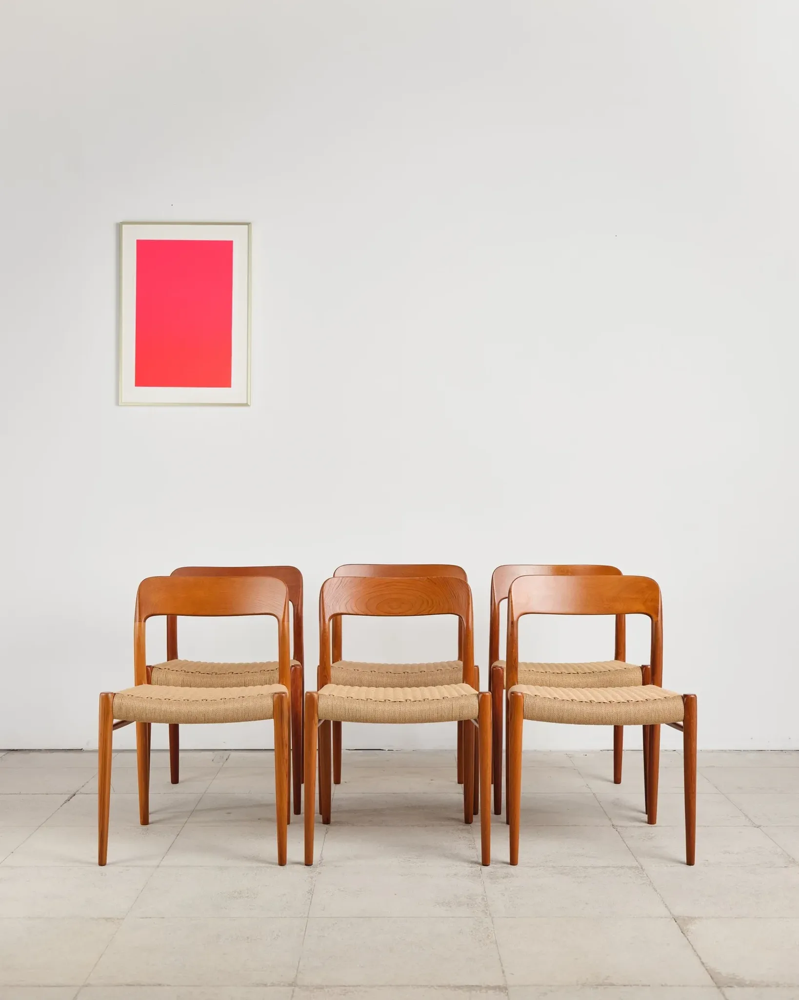 6 chairs model 75 in teak by Niels O. Møller, Denmark, 1950s