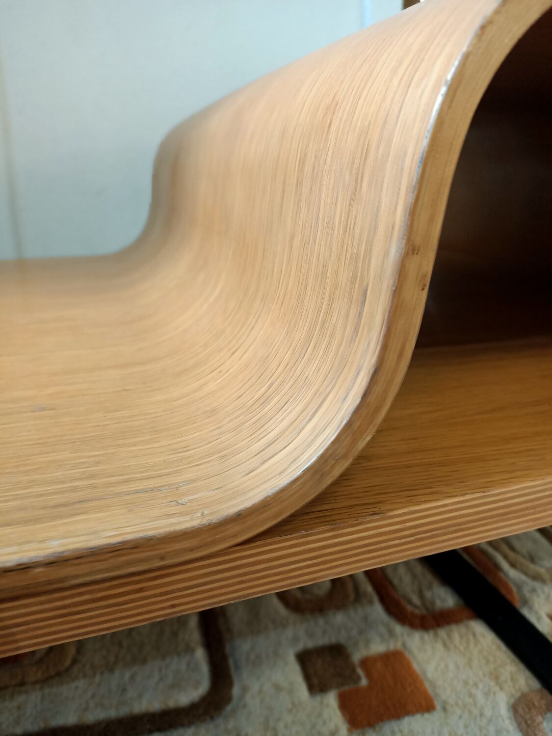 Curved wooden coffee table
