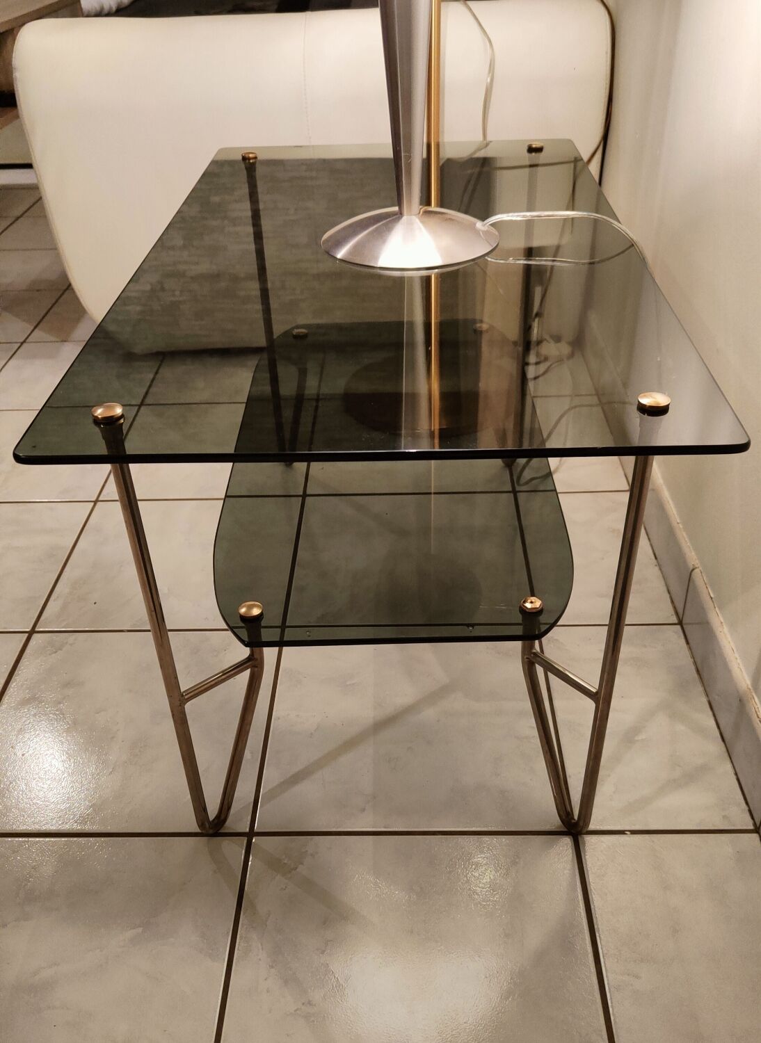 Coffee table 1950 vintage smoked glass