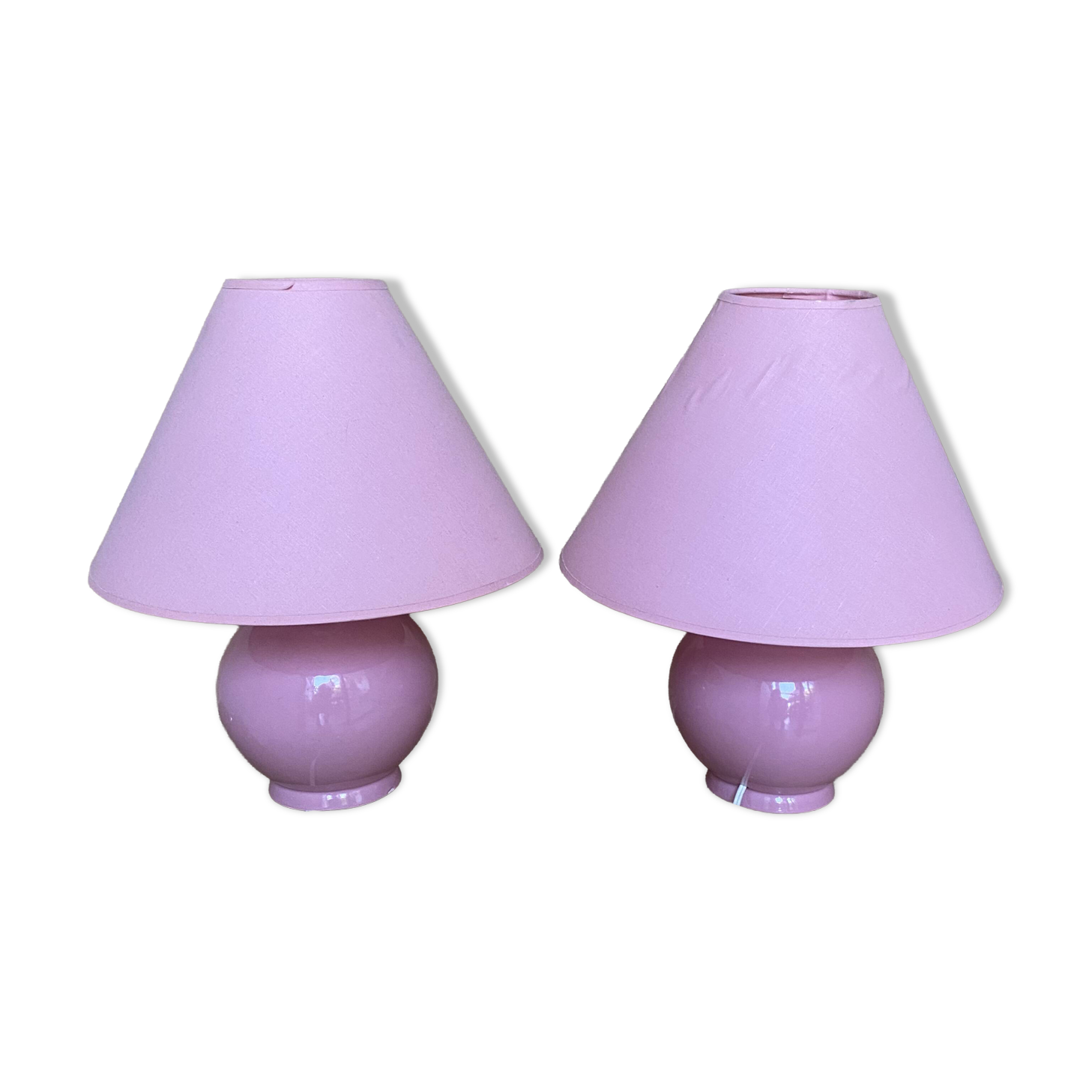 Lot of 2 candy pink bedside lamps