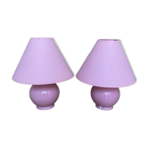 Lot of 2 candy pink bedside lamps