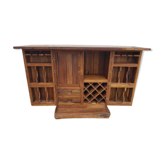 Open bar cabinet in solid oak