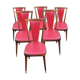 Set of 6 chairs from the 60s in red moleskine
