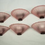 Set of six De Majo sconces in thick pink murano glass. Italy 1980s