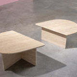 Pair of modernist in travertine 1970 lounge tables s