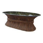 Sheaf of wheat bamboo coffee table glass top 1970s McGuire