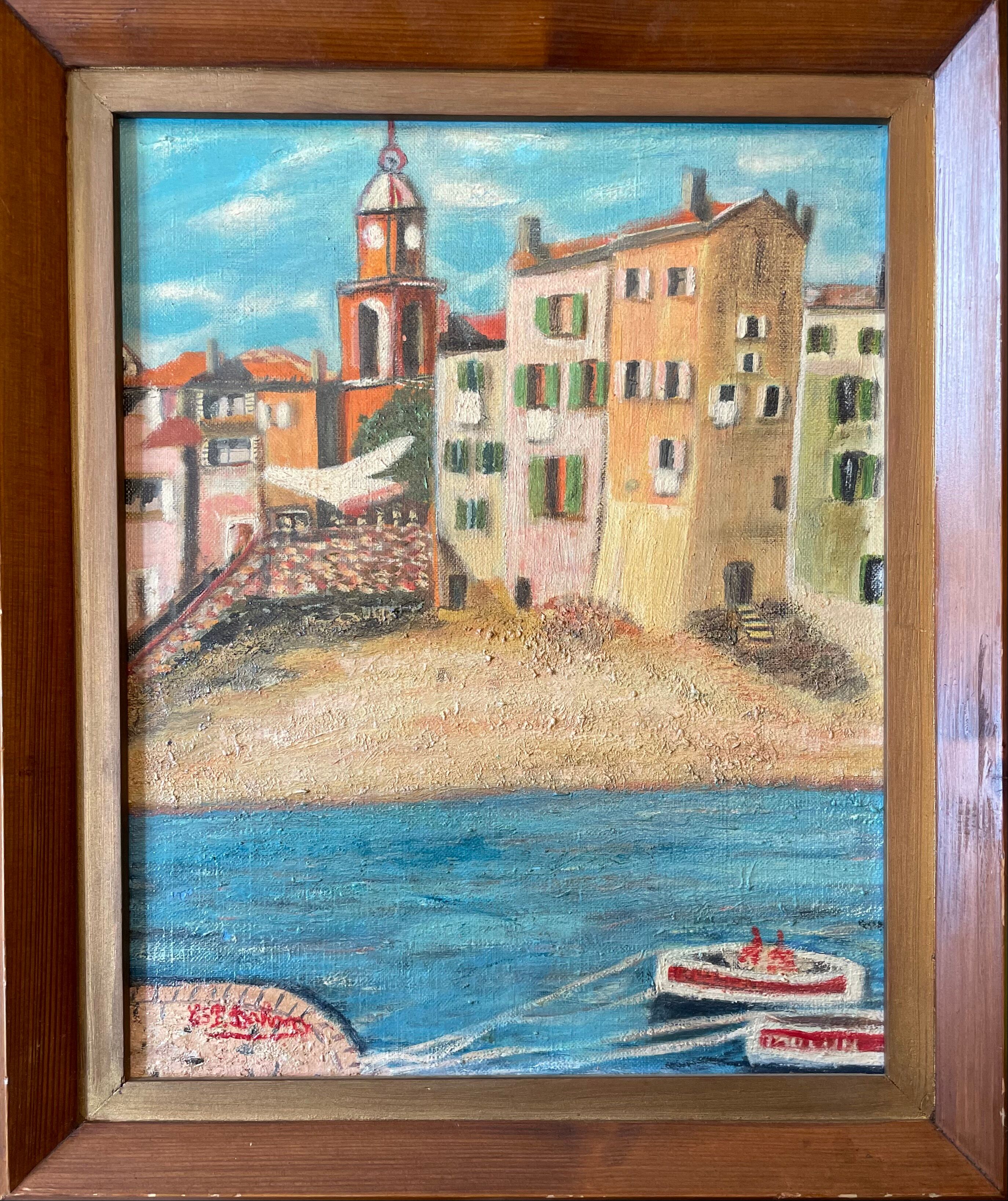 Modern painting Saint Tropez, the Ponche XXth