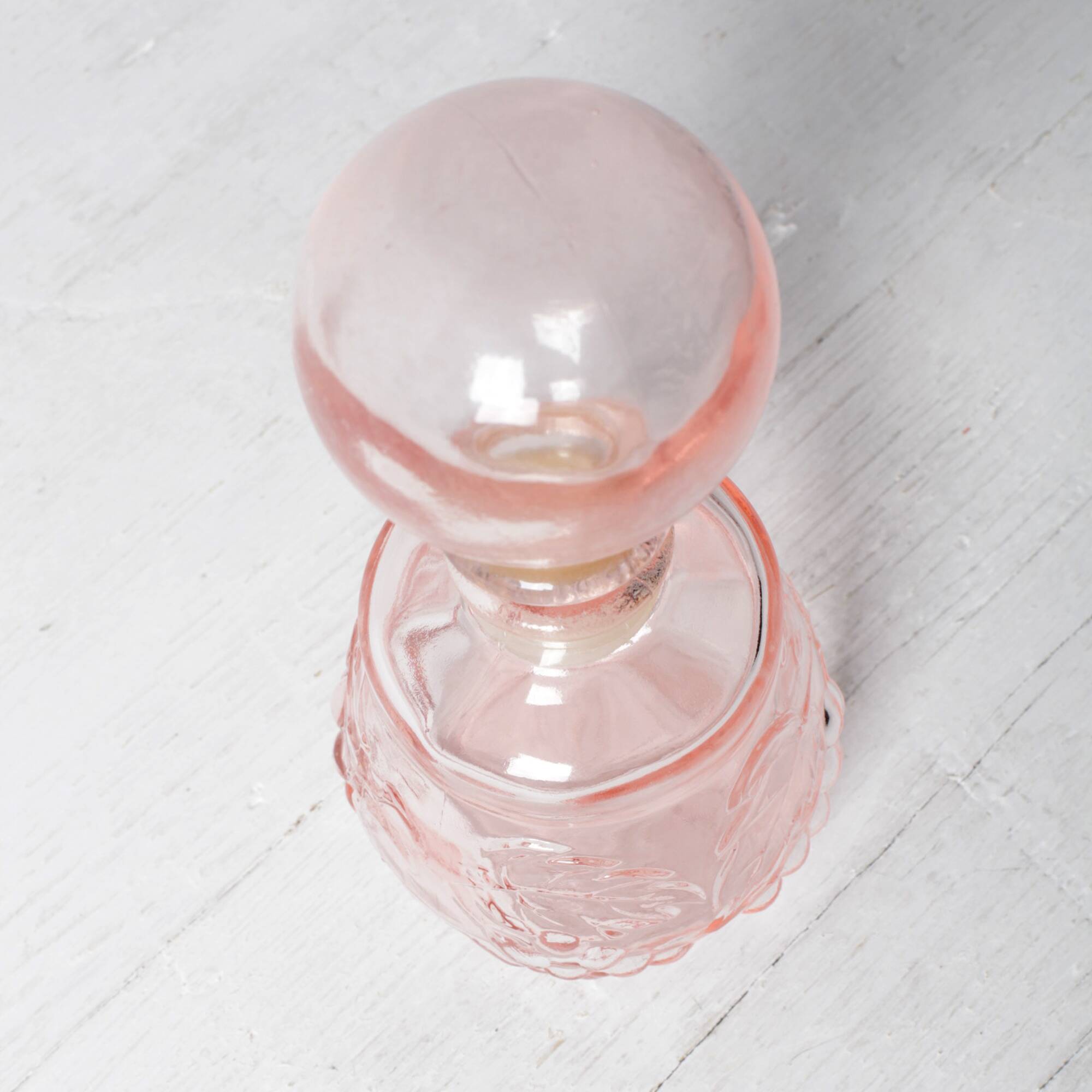 Vintage Small Pink Glass Decanter with Stopper: Mid-Century Empoli Italian