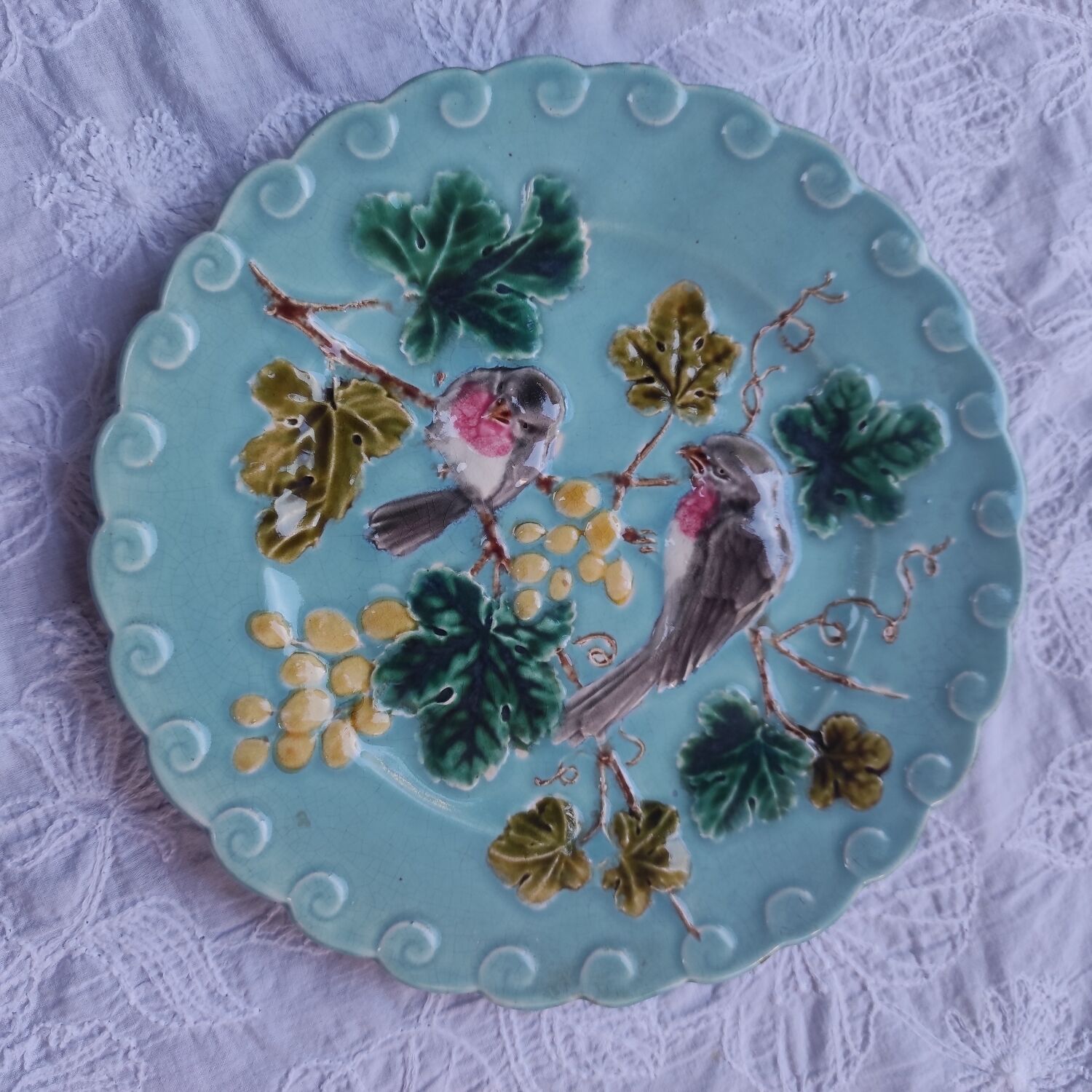 Slip plate Majolica Sarreguemines