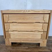 Commode vintage moderniste en orme massif 3 tiroirs